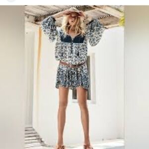 Spell Elle Blue and White Floral mini playdress